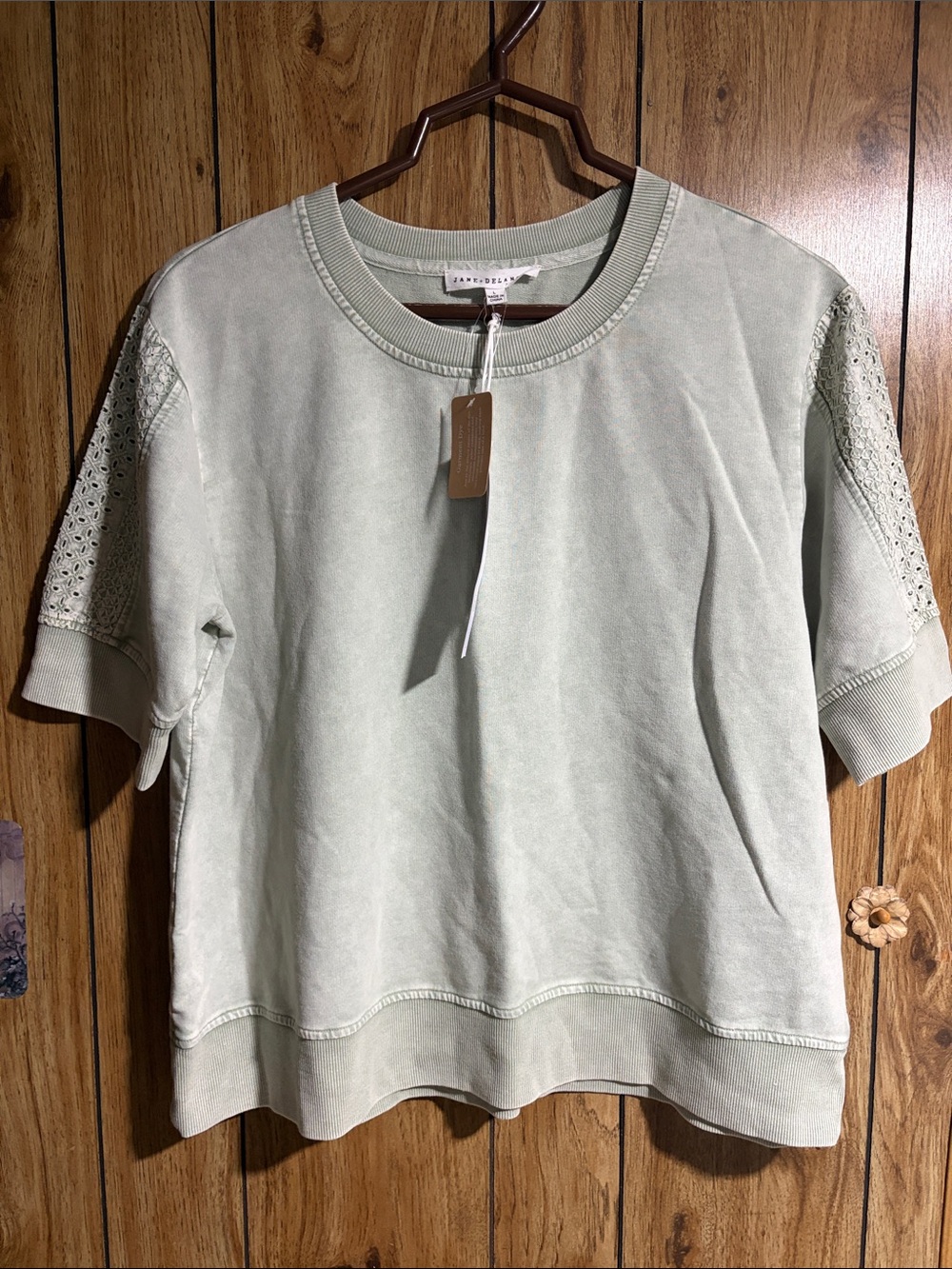 Jane + Delancey Sage Short-Sleeve Eyelet Sweatshirt Top